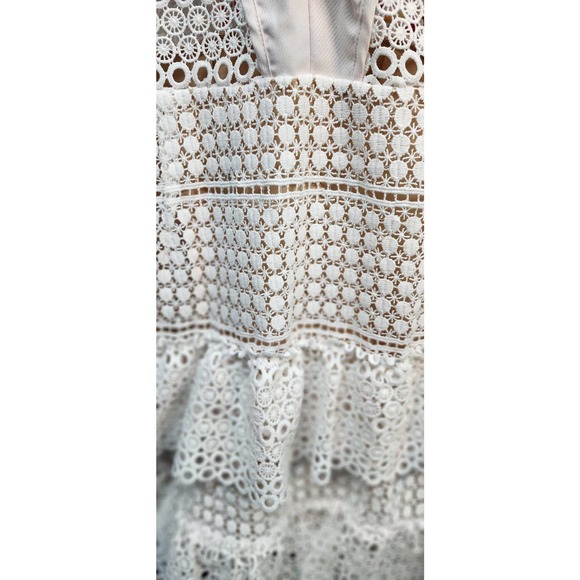 Luxxel Guipure Tiered White Dress M - Picture 4 of 4